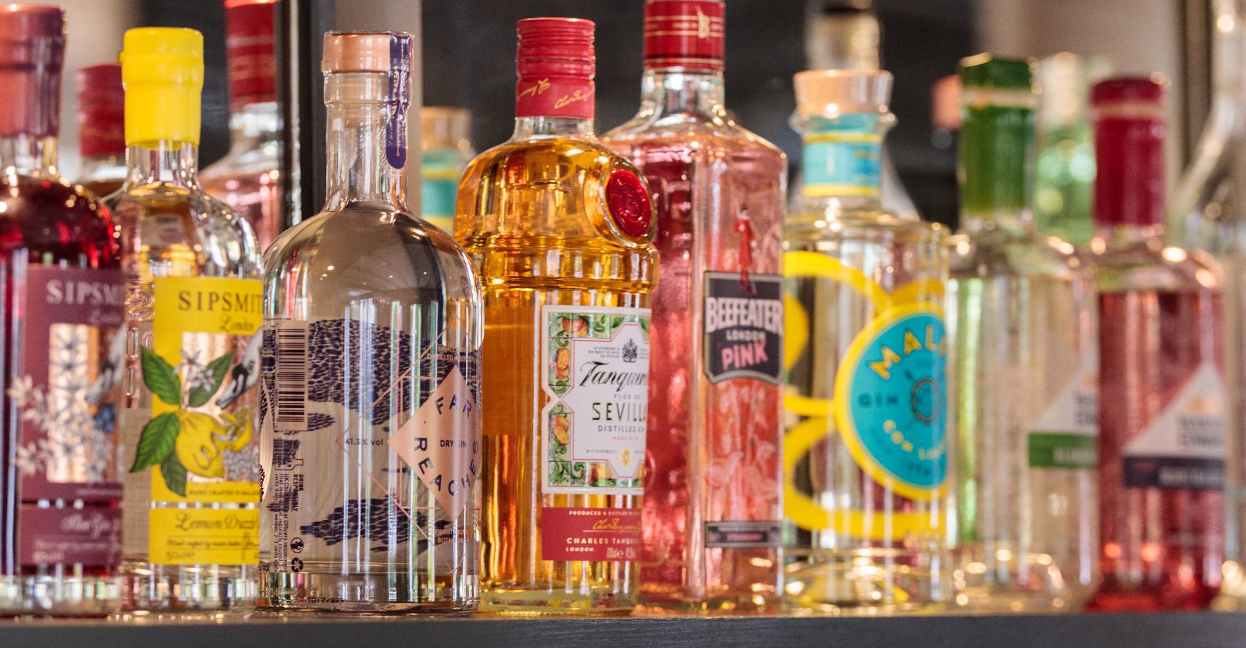 Spirits including a range of gins